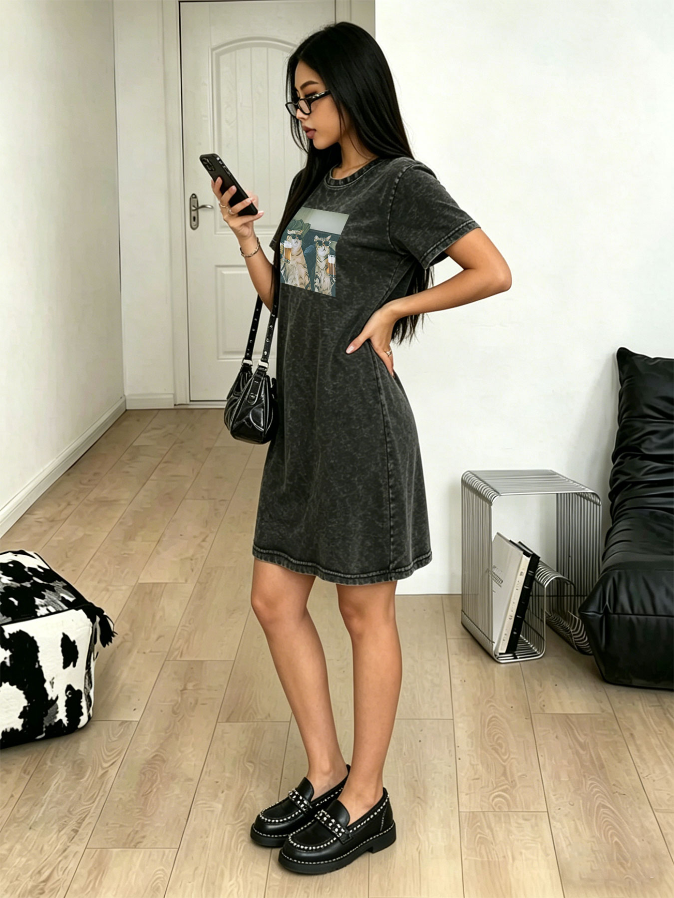 Vintage Washed Distressed T-sh - Streetwear Brand Cat review and price