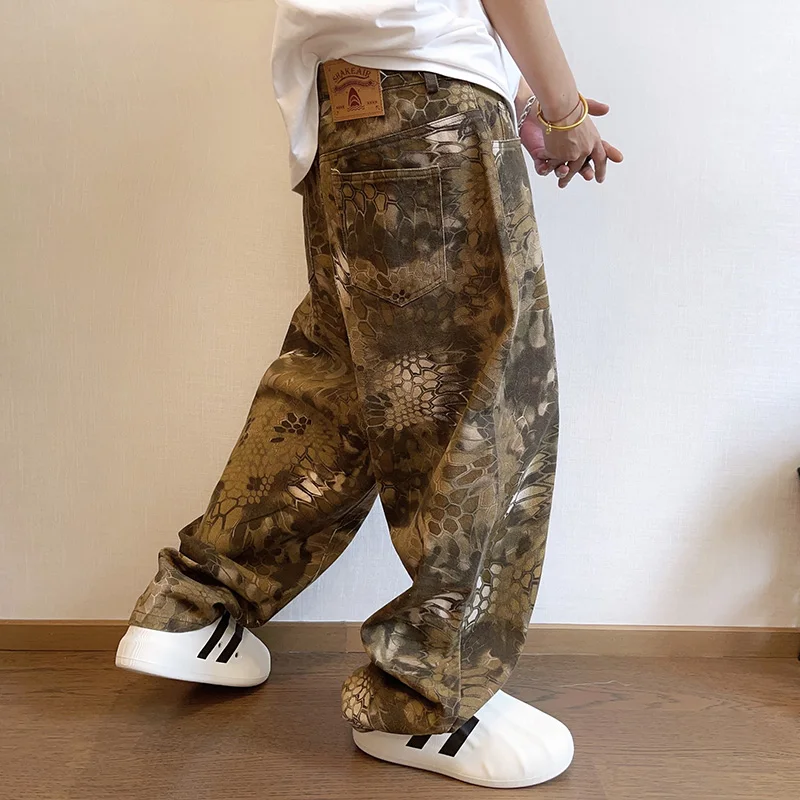 New Men Chic Snake Print Stree - Streetwear Brand Graphic Designer review and price